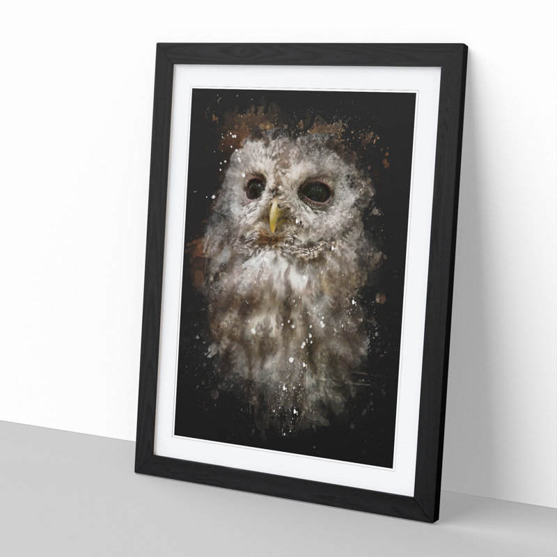 Tawny Owl Vol.1 - Picture Frame Painting, 36cm H x 27cm W x 2cm D, Black Framed