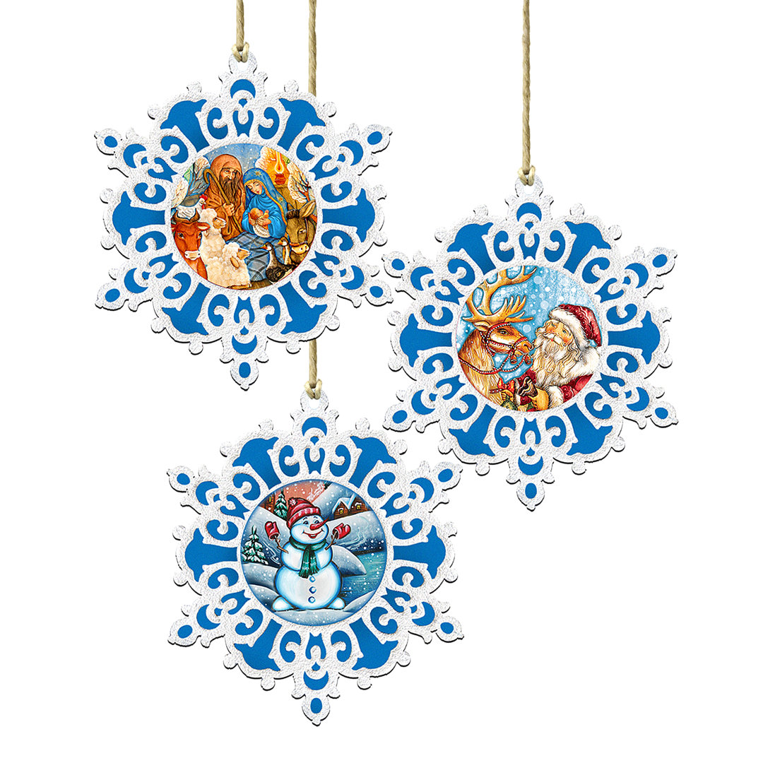 3 Piece Christmas Snowflakes Holiday Shaped Ornament Set The Holiday Aisle®