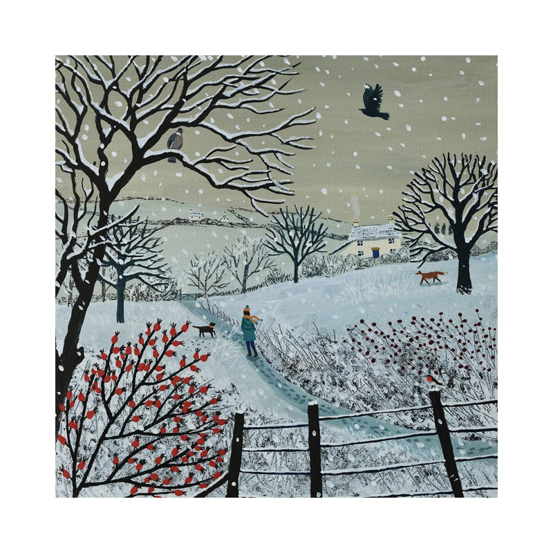 A Snowy Walk by Jo Grundy - Wrapped Canvas Print, 66.04 cm H x 66.04 cm W x 3.175 cm D