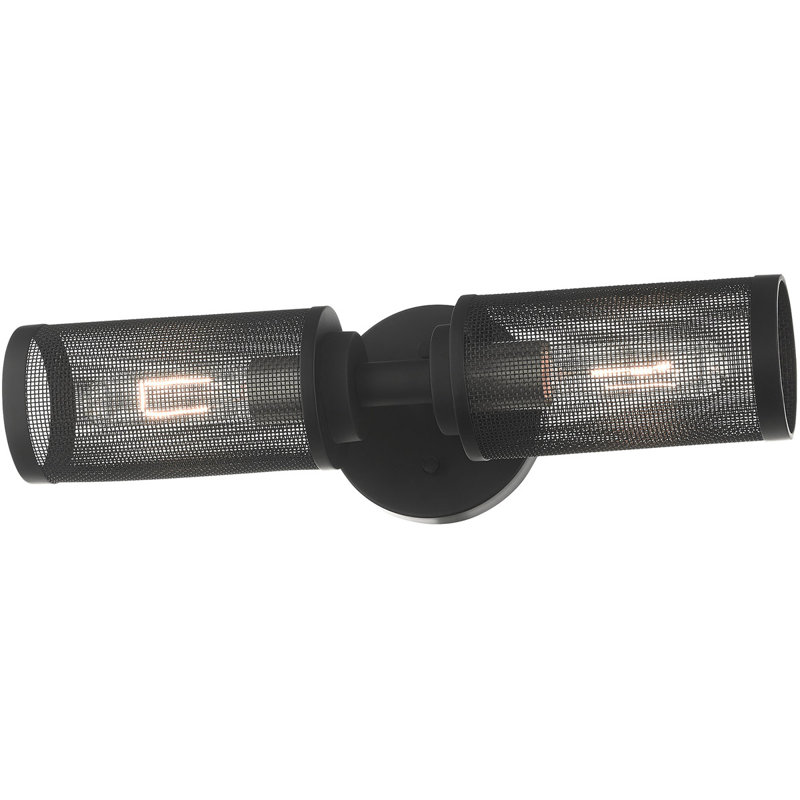 Mesh Shade Wall Sconce - 5.125 Inch, 2 Lights, Stainless Steel - Sleek, Modern Design, Black with Brushed Nickel Accents