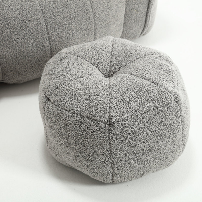 Fauteuil à billes souple avec mousse haute résilience, canapé carré confortable avec repose-pieds, Gris chenille