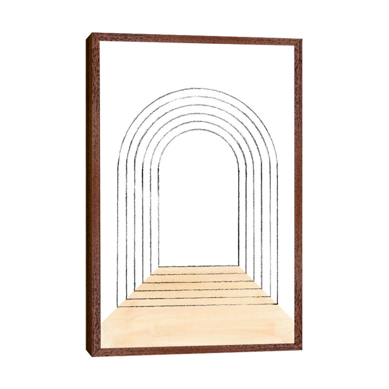 Mid Century Arch 1 Piece Painting on Canvas, 66.04cm H x 45.72cm W x 3.81cm D, Classic Brown Wood Framed