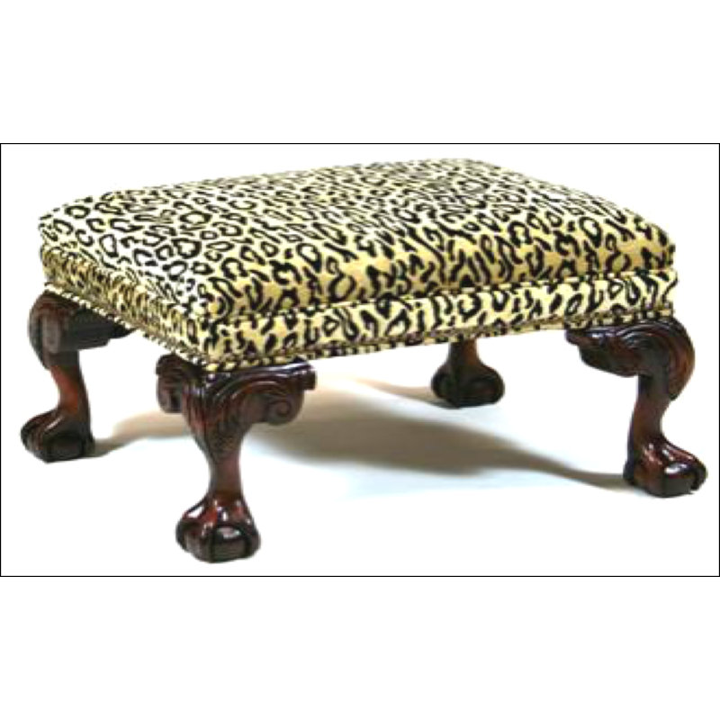 Leather Ottoman, Wiley Coyote Smoke, French Ivory, Natural