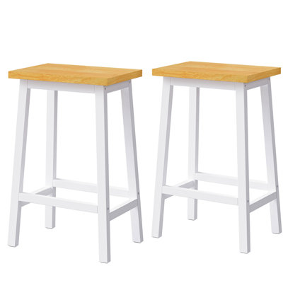 De 2 chaises de bar de cuisine en bois massif, de 25,6 po de hauteur, blanches, style et repose-pieds pour une utilisation quotidienne dans les tabourets hauts, thème, repose-pieds, comptoir