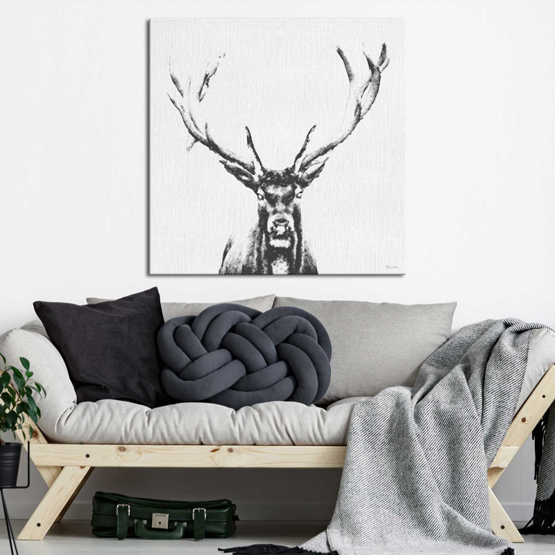 "Graphite Deer" par Katrina Craven, reproduction sur toile, H 28 po x l 28 po x P 1,5 po