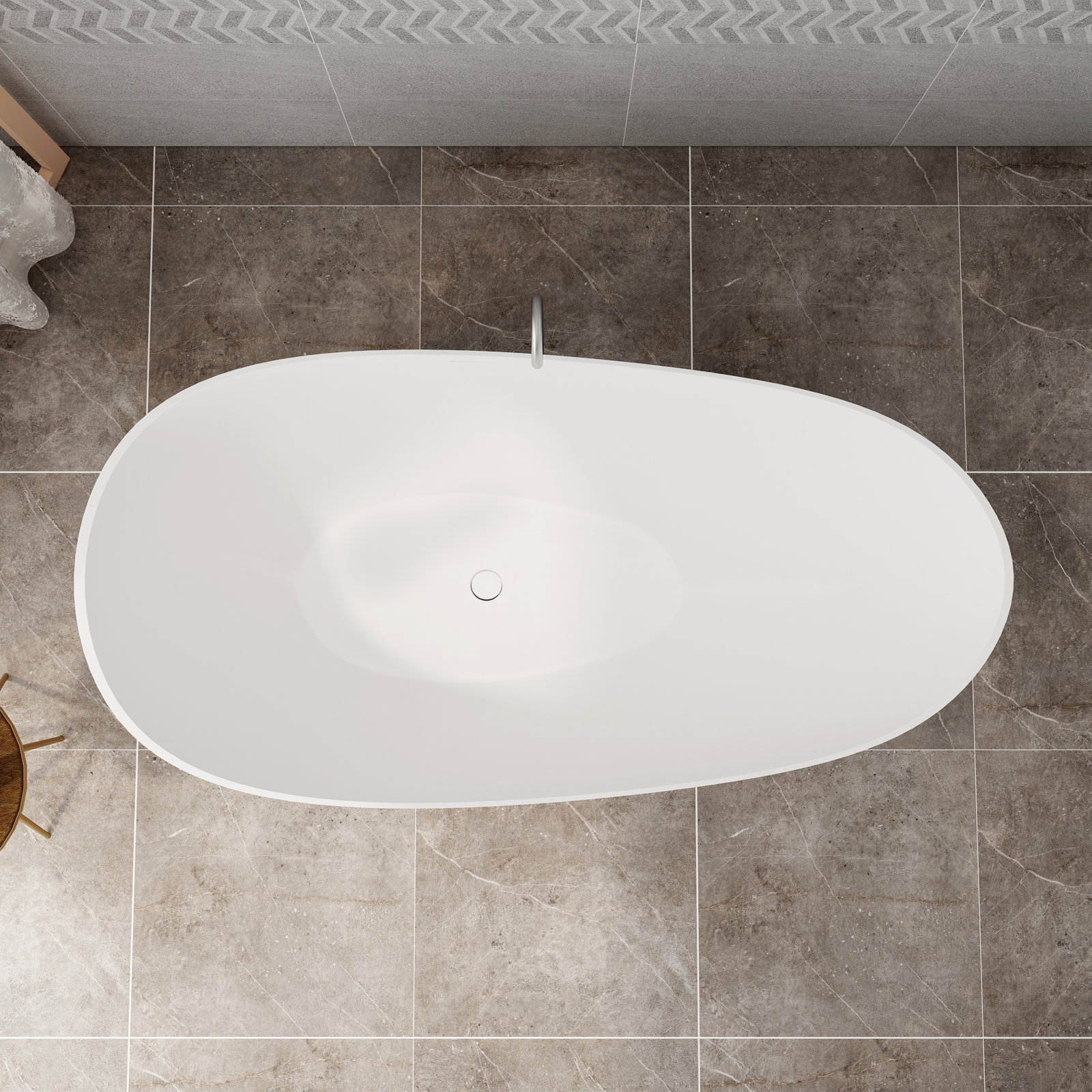 Forma 67" Solid Surface Soaking Bathtub, White