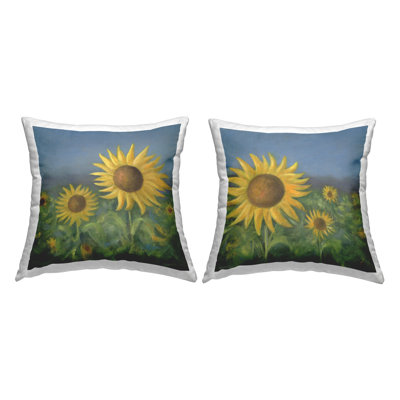 Gorgeous Sunflower Field Decorative Printed Throw Pillow Design by Lil' Rue (Set of 2)