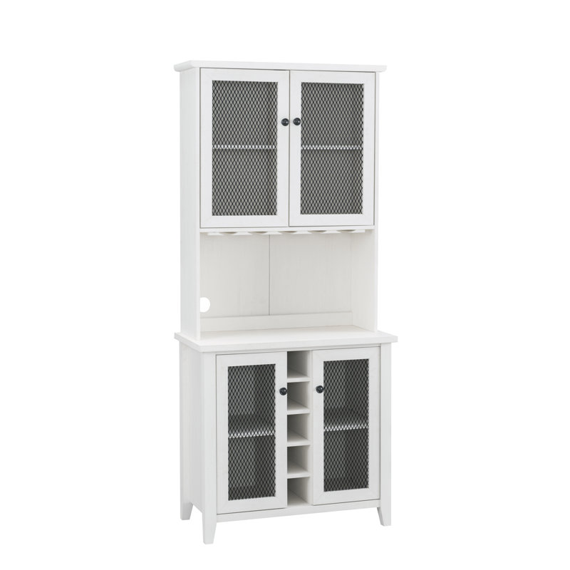 Bar Jill Zarin avec portes en filet et verre trempé, Blanc