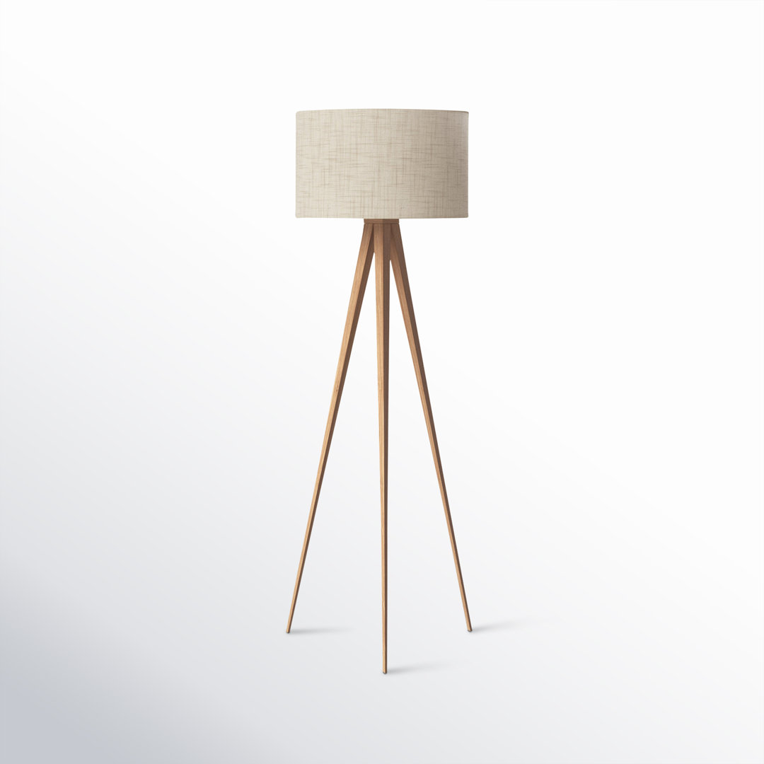 Cas 60.25'' Natural Oak Veneer Tripod Floor Lamp AllModern