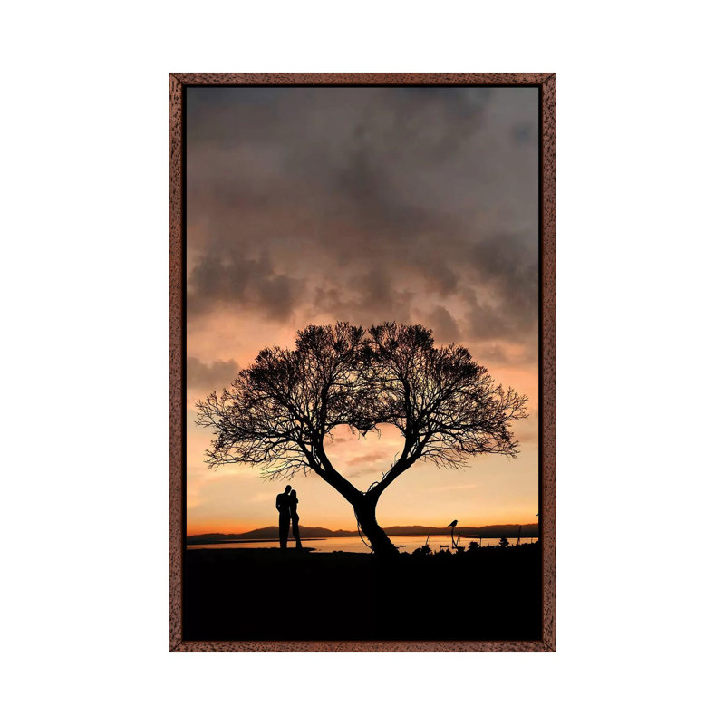 Tree And Heart by Abdullah Evindar - Print on Canvas, 66.04 cm H x 45.72 cm W, Classic Brown Wood Framed