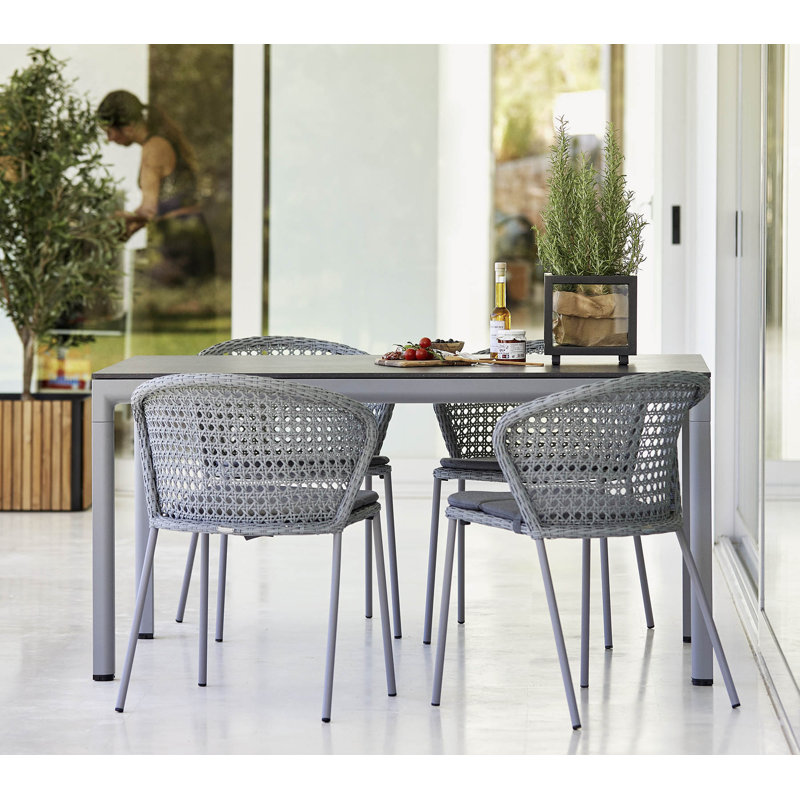 Drop Outdoor Dining Table, 39.4" W x 78.8" L x 29" H, Light Gray, Fossil Black