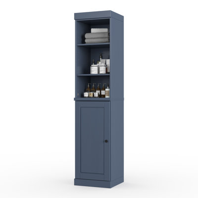 100% Solid Wood 16.5" Bathroom Storage Cabinet with Solid Doors and Adjustable Shelves