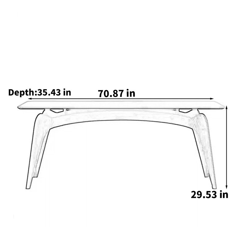 Nordic cream style rectangular rock table, 29.53" H x 70.87" L x  35.43" W