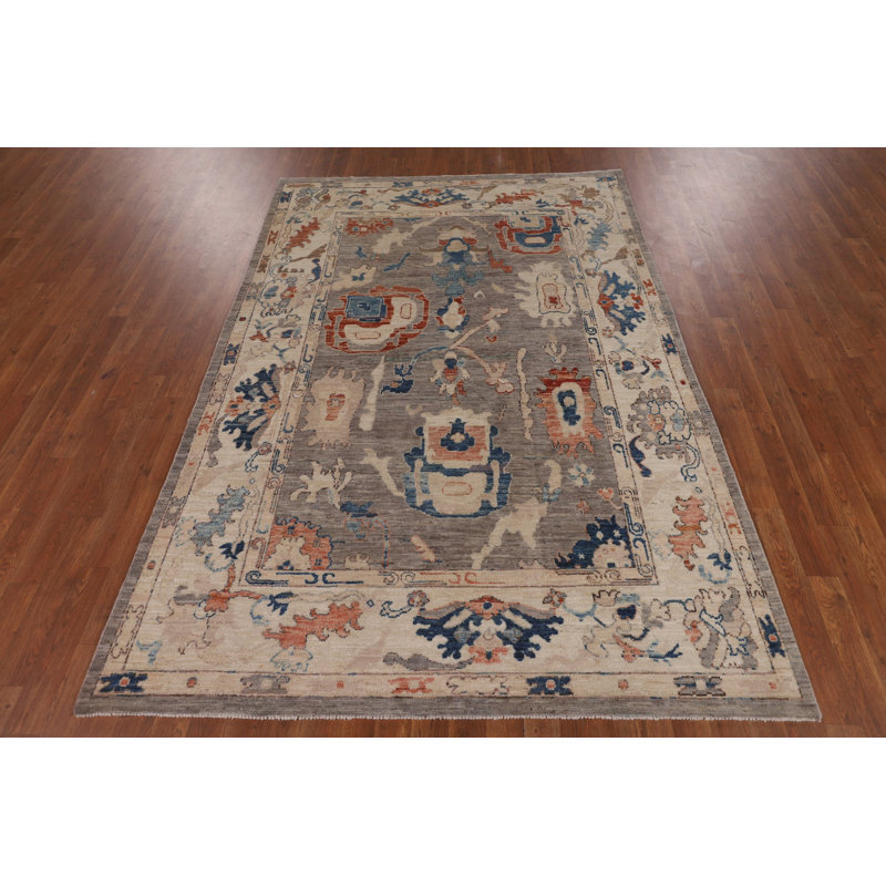 Vegetable Dye Oushak Turkish Area Rug 5x8