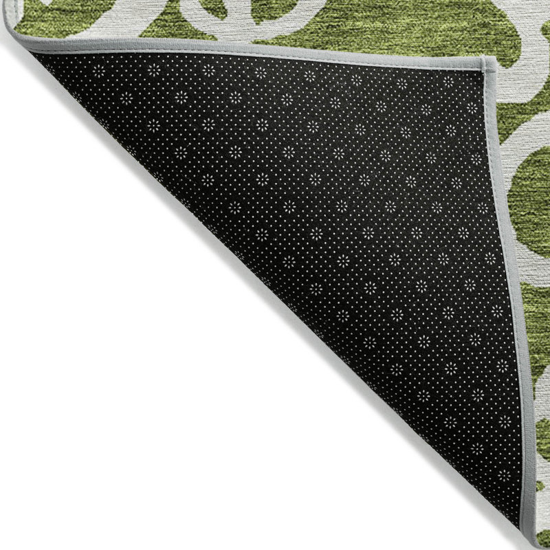 Tapis intérieur lavable damassé vert et ivoire 3 pi x 5 pi