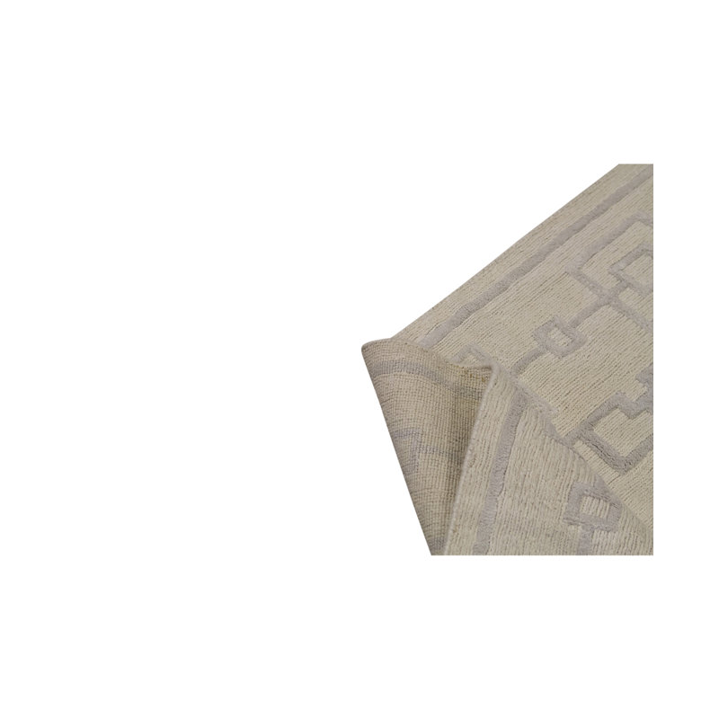 Hand-Knotted High-Quality Silver and White Area Rug