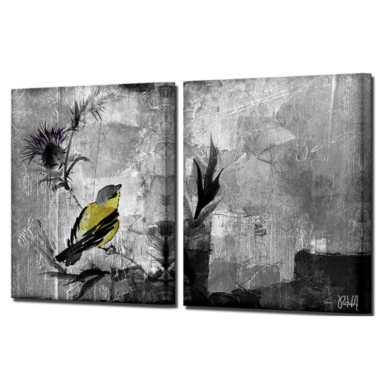« painted pétales xvi »-2 pièces, ensemble de 2 impressions sur toiles tendues, H 30 po x l 40 po x P 1,5 po