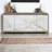 White Marble Paint Finish Console Cabinet