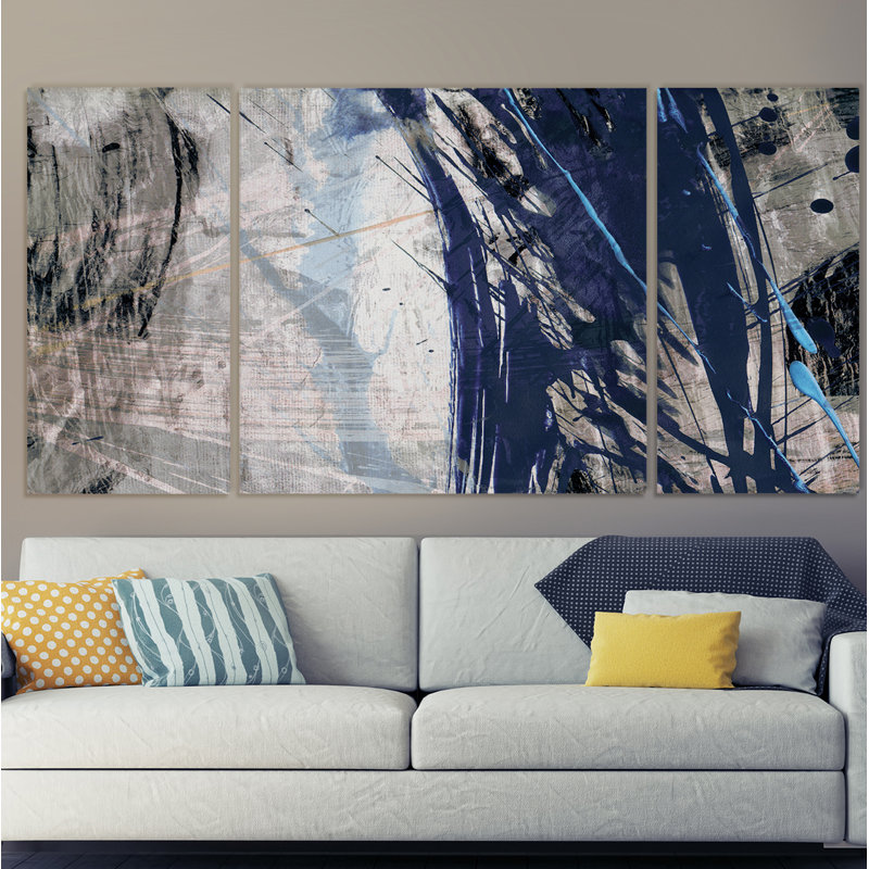 " Blue Noise II " Painting Print, 32" H x 64" W x 1.5" D