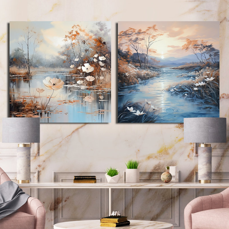 Ensemble de 2 rivières Rivers, H 16 po x l 33 po, Toile tendue