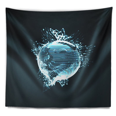 Tapisserie abstraite sphérique bleue brillante 3D