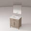 Ensemble de meuble-lavabo simple en chêne gris l 30 po x P 22 po, comptoir en quartz blanc, miroir et robinet 28 po