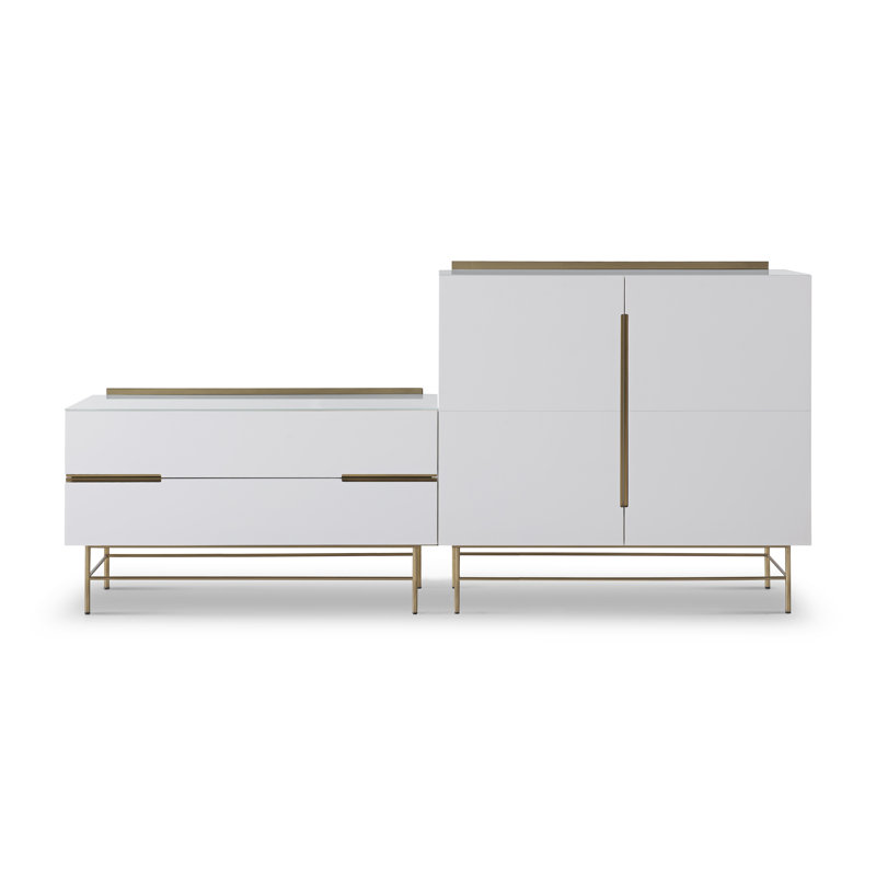 Nicholls 220cm Sideboard, White/Gold