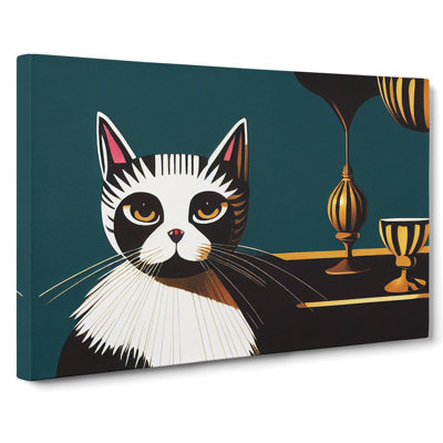 Sitting Cat Abstract - Wrapped Canvas