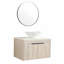 Lavabo de salle de bain suspendu moderne de 30 pouces avec ensemble de bols en céramique, bol mural en chêne blanc avec porte à fermeture douce, 2 paquets