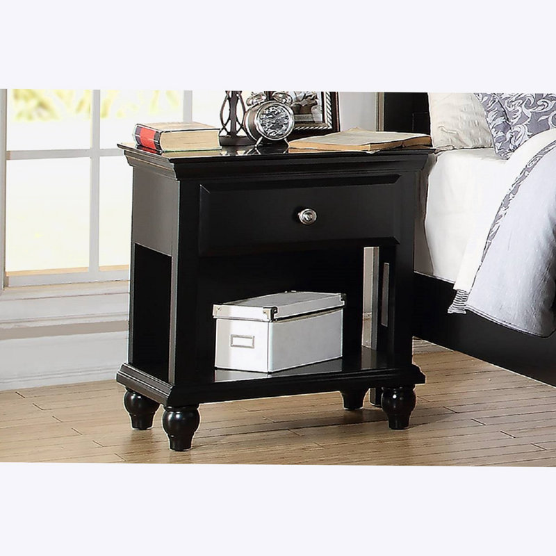Broncho 24'' W Wood Nightstand, Black