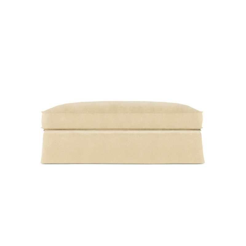 Mulberry Upholstered Ottoman, Weathered, Vintage Leather Oyster