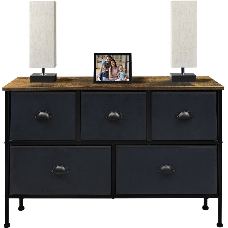 Farmhouse Black 5-Drawer Nursery Dresser with Soft Close