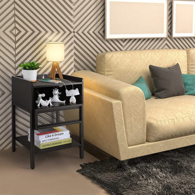 Tray Top End Table and Built-In Outlets