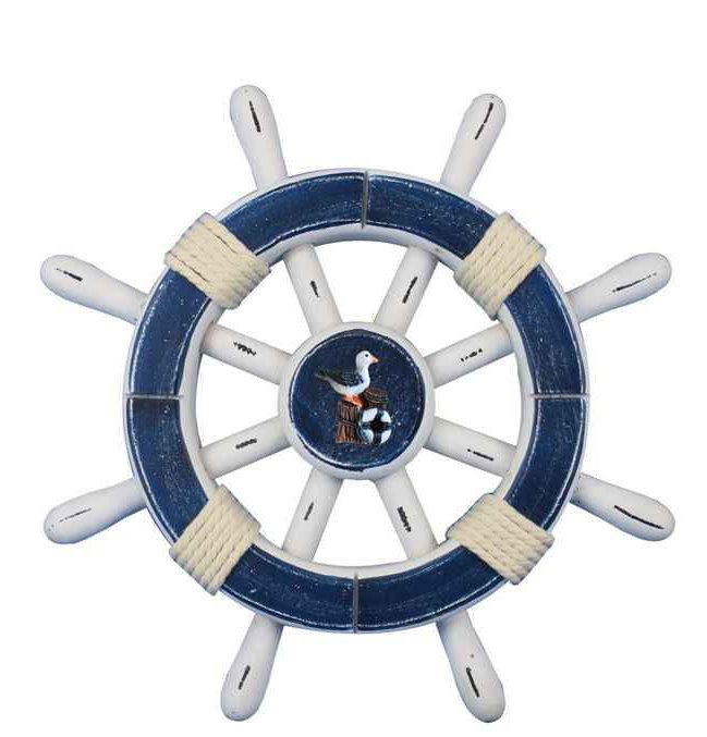 Décoration murale roue d’expédition Wetzel, Bleu foncé / Blanc