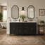 2-Piece Freestanding Bathroom Vanity Set with Ceramic Sink Top, Reversible Layout, Six Drawers, Solid Wood Legs, Black-832587288-832587293