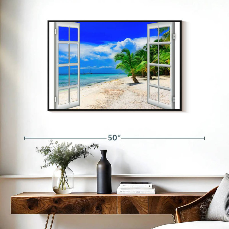 Fenêtre sur Malwae, Cadre flottant noir, 37 po x 25 po