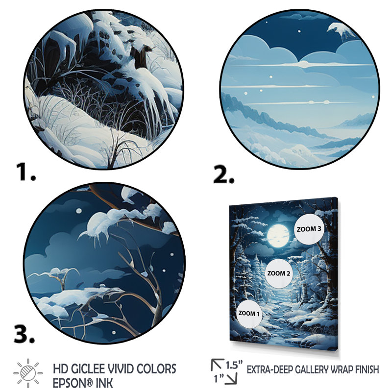 «White Path To The Winter IV», art mural forêt, Cadre simple noir, H 44 po x l 34 po x P 1,5 po