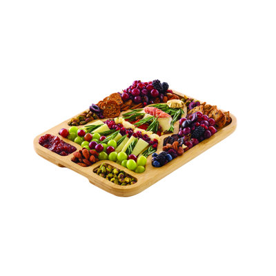 Farberware Build-a-Board Christmas Tree Bamboo Charcuterie Board with Locking Lid
