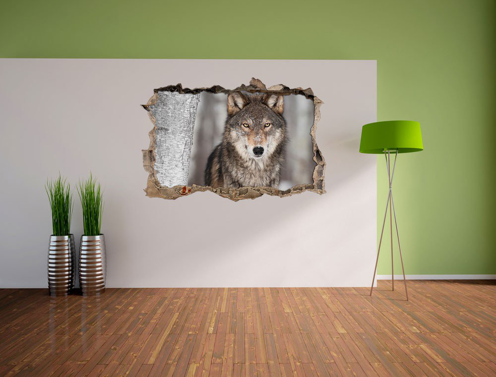 Eleganter Wolf in einer verschneiten Landschaft Wandsticker