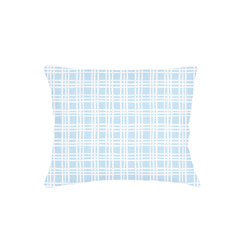 Cape Blue Estate Plaid Linen Dutch Euro Pillow 28X36 with Down Insert, Beige, Square 26", Down Blend