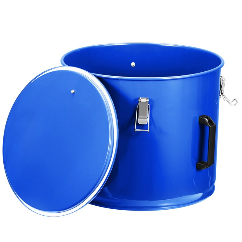 Enjyam Heavy-Duty 10 Gallon Fryer Grease Bucket – Rust-Proof Steel Oil Disposal Caddy with Locking Lid, Filter Bag & Clips – Food Safe Oil Storage Container for Kitchen and Restaurant – Color: USA