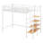 Twin Size Loft Bed With Stairs And Storage, Metal Loft Bed Frame With Upper Grid Storage Shelf And Lateral Storage Stairs-245425670