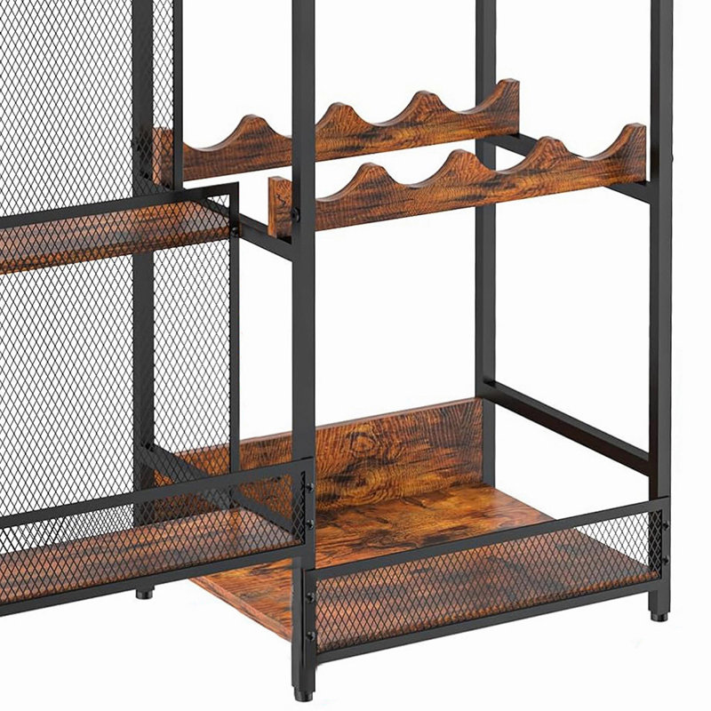 Présentoir à boissons moderne et polyvalent pour bar à la maison, plancher autoportant pour porte-bouteilles de vin, mini table de bar, étagère à bouteilles à 3 niveaux