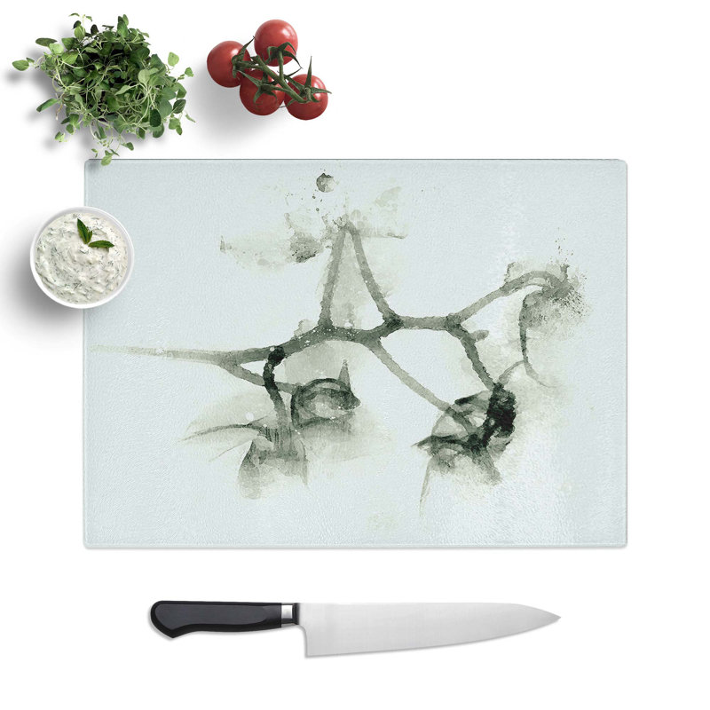 Glass Flowers in Shadow in Abstract Chopping Board, 28.5 cm W x 20 cm L