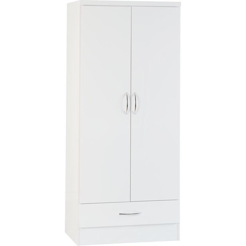 Kosie 1 Drawer Wardrobe, White Gloss
