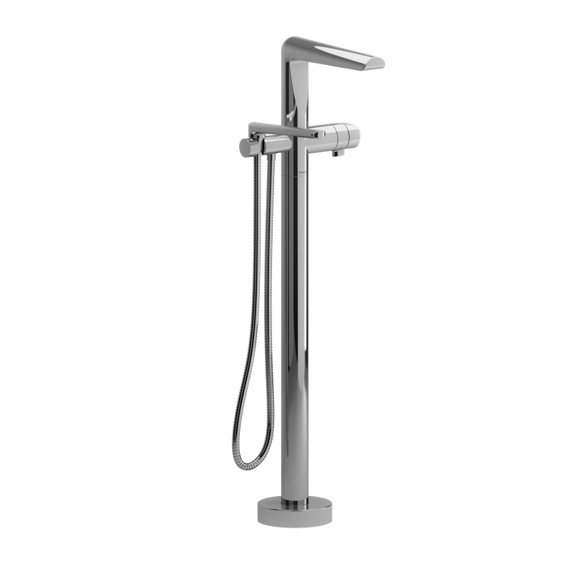 Parabola Single Hole Floor Mount Tub Filler Trim, Chrome