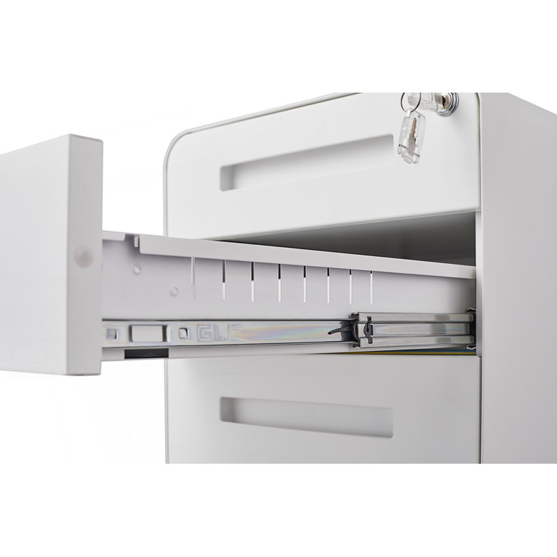 Classeur mobile 3 tiroirs, armoire de rangement polyvalente de style simple, armoire de rangement de salon, Blanc