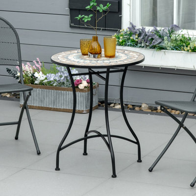 Table mosaïque, table de jardin ronde pour le jardin, vert