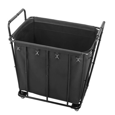 Heavy Duty Rolling Laundry Cart with Waterproof Liner & Swivel Wheels - Large Capacity Utility Shopping Basket for Groceries, Camping & Luggage Transp