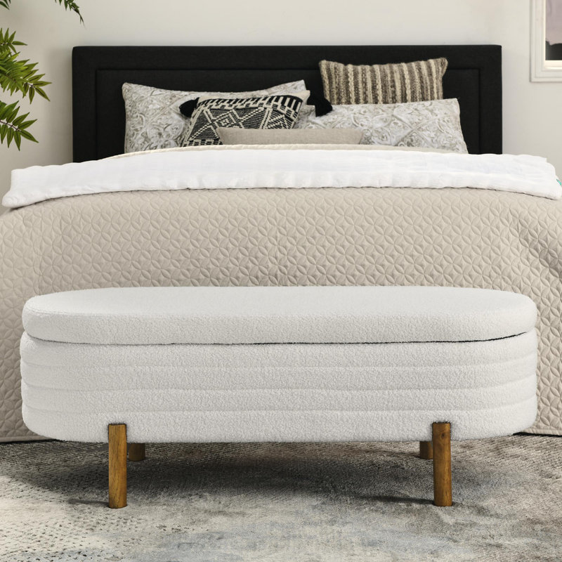 Banc de rangement moderne ovale rembourré